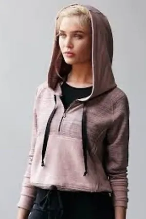 FP Movement San Jose Mauve Space‎ Dye Half Zip Hooded Sweatshirt Large EUC thumbnail 1