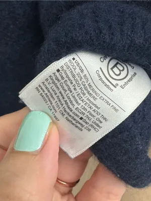 Athleta Apline Wool Cashmere Crewneck Sweater Navy Large thumbnail 4