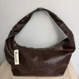 No Boundaries New! Dark Brown Hobo Bag with Studded Strap thumbnail 1