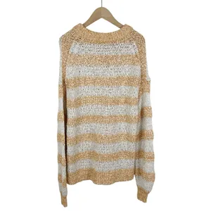 Madewell Baez Pullover Sweater Orange and Cream Stripe Size Small thumbnail 4
