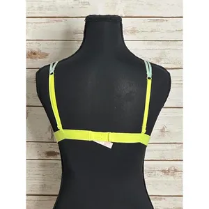 PINK Victoria's Secret mint green/neon yellow lace triangle bralette Size Medium thumbnail 5