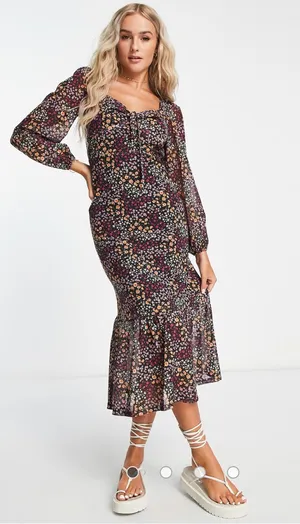 ASOS Floral Backless Midi Dress thumbnail 1