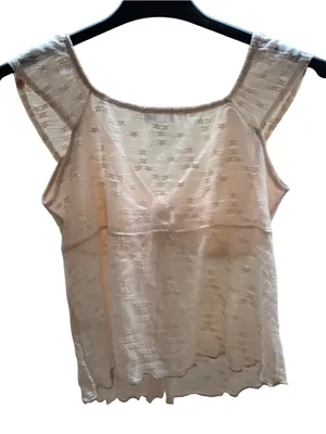 Electric Behaviour Size XL Women's Peach Lace-Textured Top. New thumbnail 2