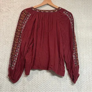 American Eagle Festival Bohemian Embroidered Peasant Flowy Hippie‎ Top Medium thumbnail 6