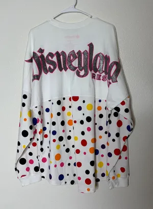 Disney‎ Parks Disneyland Spirit Jersey Polka Dot Minnie Mouse Pink Glitter Large thumbnail 1