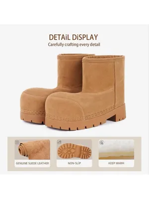 NEW Vegan Suede Platform Winter Snow Boots Ankle Cozy Fur Lined Waterproof 8 thumbnail 9