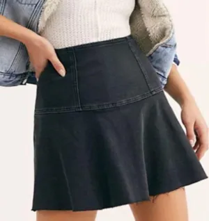 Free People Size 2 Women's Highlands Denim Skirt Black BNWT thumbnail 1