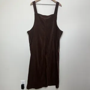 VTG 90s Women Chocolate Brown‎ Jumper Overall Chore Dress 2X Faux Suede Western thumbnail 8