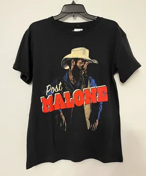 NWT Post Malone Shirt Medium Black Graphic Tee Country Rap Tour Style T Shirt thumbnail 1