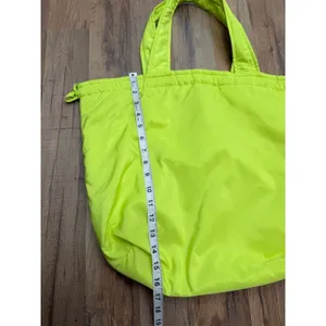 Neon Green Nylon Tote Bag Ruched Top Shoulder‎ Bag Lightweight Large thumbnail 6