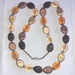 Neutral Multicolor Brown Boho Chunky Beaded Necklace thumbnail 5