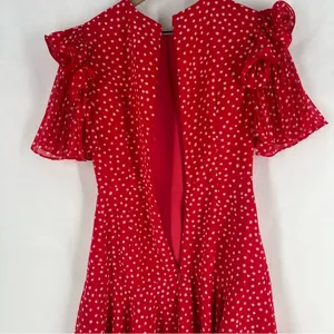 Keepsake Moonshine Dress Red Polka Dot Chiffon Flutter Sleeve Mini Dress Size XS thumbnail 13