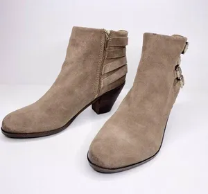 Sam Edelman Boots Size 9 W Women's LUCCA Four Buckle Suede Block Heel Boot Beige thumbnail 2