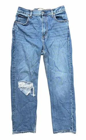 Abercrombie & Fitch Medium Blue Straight-Leg Ripped Jeans thumbnail 1