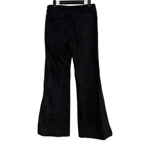 ZARA Mid Rise Wide Flare Leg Full Length Boot Cut Jean 100% Cotton 4 Black #4117 thumbnail 11