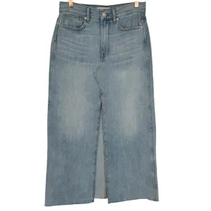 NWT Madewell Women's Rilee Denim Midi Skirt Front Slit Light Wash Blue Size 25‎ thumbnail 5