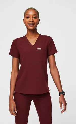 Figs Catarina Scrub Top in Burgundy XXL thumbnail 1