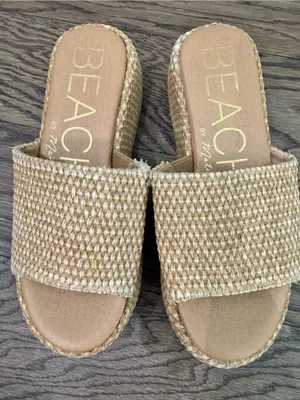 Natural Woven Platform Slide Sandals thumbnail 3