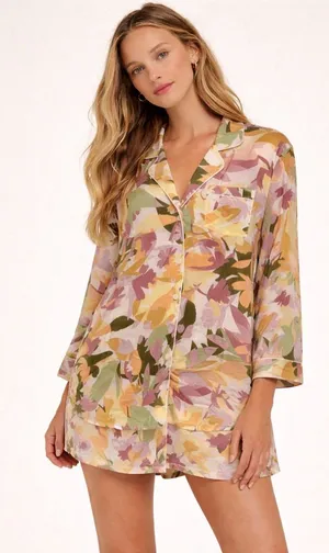 ✨‎ Joie Abstract Floral Pajama Shirt Size L 🌙✨ thumbnail 1