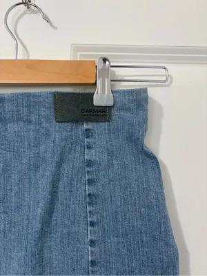 Carmar Light Blue Denim Mini Skirt with White Side Zippers thumbnail 3