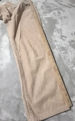 SO High Rise Straight Leg Corduroy Pants Beige Women Pockets Button Size 7 thumbnail 7