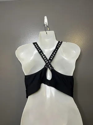 Under Armour Sports Bra Womens XL Black Crossback Padded Stretch Logo Athletic thumbnail 4