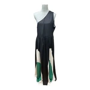 SHEIN Women's Sexy One Shoulder Maxi Dress Sleeveless Pleated Flowy A-Line L thumbnail 2