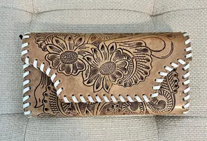 Leather Tooled Wallet Brown thumbnail 1