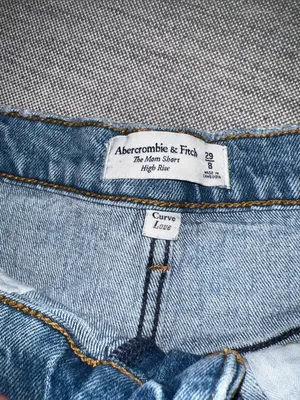 Abercrombie & Fitch Black Distressed High-Rise Denim Shorts 90s relaxed cutoff 8 thumbnail 2
