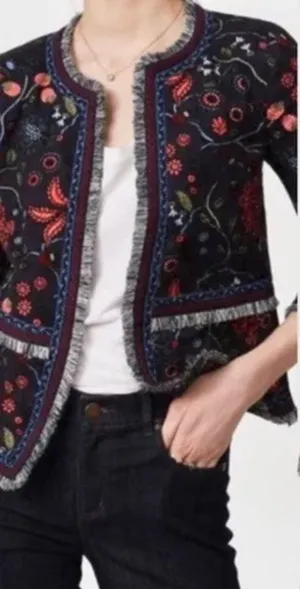 Ann Taylor Loft Primavera Fringe Trimmed Jacket size 2 thumbnail 1