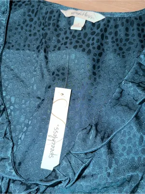 NWT Speechless Teal Jacquard Ruffle Tie Front Cutout Tiered Lightweight Dress L thumbnail 5