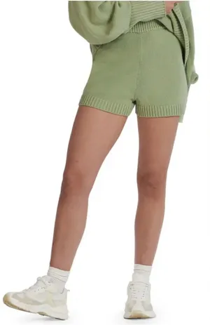 NWT‎ CHARLIE HOLIDAY Blanche High-Rise Organic Cotton Knit Shorts in Sage, Small thumbnail 1