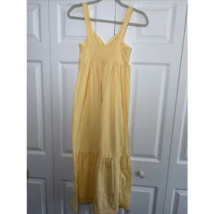Vanilla Star Tiered Maxi Dress Womens Size S Yellow Boho Summer Cotton Blend thumbnail 3