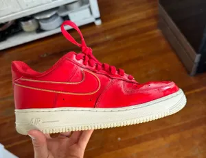 Red and Gold Nike Air Force 1s thumbnail 1