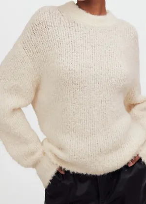 Madewell Merino Wool Alpaca Mock Neck Boucle Preppy Slouchy Fisherman Sweater XS thumbnail 1