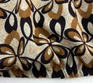 Funky People Tan Brown and Black Puff Sleeve Elastic Waist Floral Top Size XL thumbnail 5