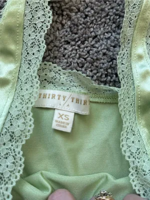 Satin Lace-Trim Halter Camisole in Light Green thumbnail 5