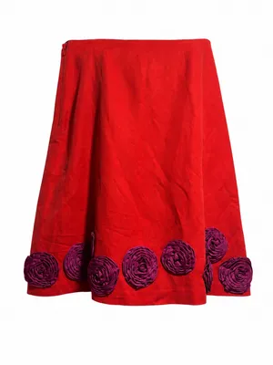 Boden Silk Linen Blend 3D Floral Embellished Skirt | Size 12 Regular | NWT thumbnail 3