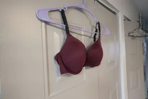PINK Victoria's Secret push-up push up plain basic bra in burgundy red size 34C. thumbnail 3