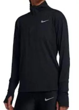 Nike Black Flash Long Sleeve Quarter Zip Dri Fit Running Shirt Top M thumbnail 1