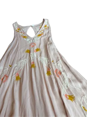 Intimately Free People Blush Pink Embroidered Boho Swing Dress X-Small Women's thumbnail 6