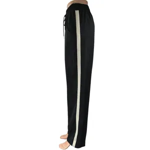 Zara Women's Black Striped High Waist Drawstring Trousers Sweatpants Size S thumbnail 3