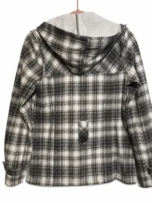 maurices Plaid Double Breasted Hooded Pea Coat Jacket Women's Size L thumbnail 8