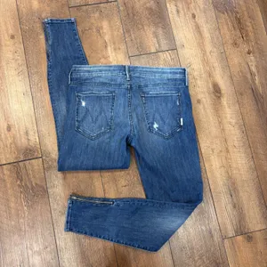 Mother Jeans The Looker Ankle Crop Zip Low Rise Skinny Jeans 31 Distressed 35x28 thumbnail 3