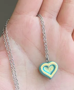 Handmade quality Czech glass heart bead fairy vintage retro y2k style necklace🩵 thumbnail 5