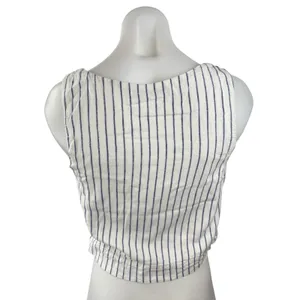 Abercrombie & Fitch White Blue Striped Sleeveless Cami Boxy Tank Crop Top Size S thumbnail 2