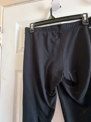 Nike Black Athletic Leggings Tights With White Swoosh Logo Cuffs thumbnail 11