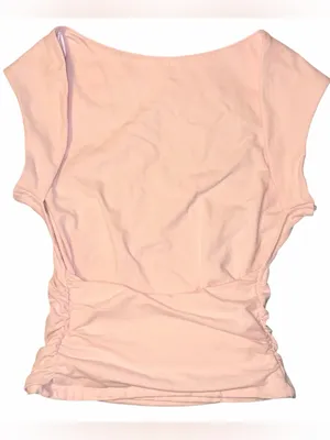 Garage SuperSoft Ruched Back Top Small Light Pink, Open Back Cap/Short Sleeve thumbnail 2