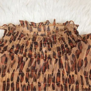 FREE PEOPLE Sheer Leopard Print Smocked Long Sleeve Top Mock‎ Neck Size XS New thumbnail 6