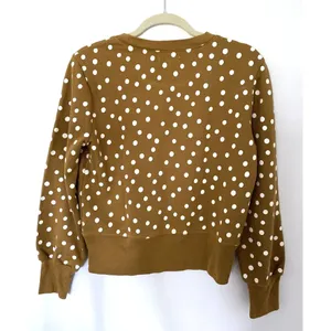 Madewell Banded Long Sleeve Crewneck Pullover Sweatshirt in Inkwell Dots Sz M thumbnail 3